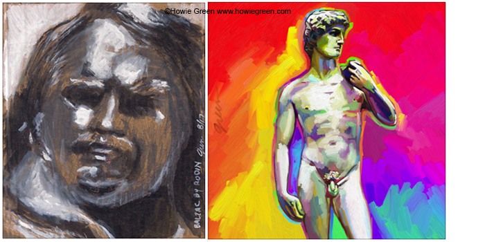 Balzac Rodin David Michelangelo Pop Art painting